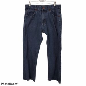 Kingmaker Dark Wash Relaxed Striaght Denim Jeans Classic Basic Streetwear Work